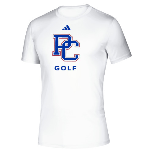  Adidas White Pregame Performance Tee - Presbyterian College Golf - Adidas