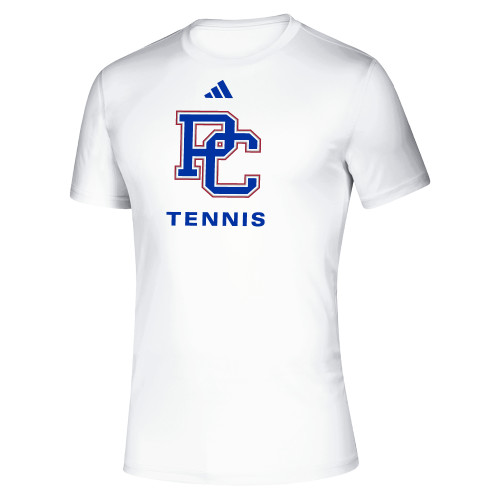  Adidas White Pregame Performance Tee - Presbyterian College Tennis - Adidas