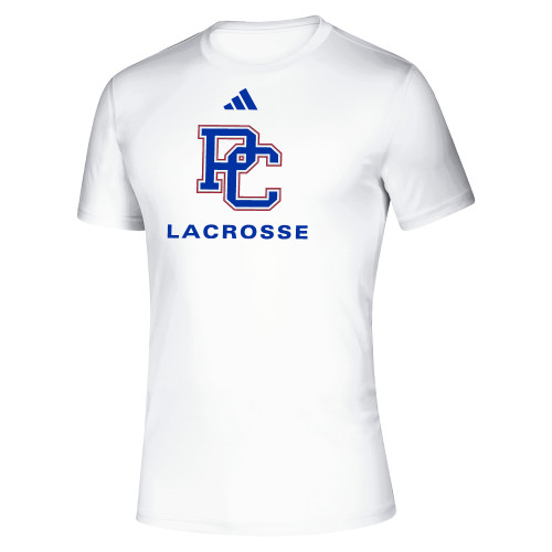  Adidas White Pregame Performance Tee - Presbyterian College Lacrosse - Adidas