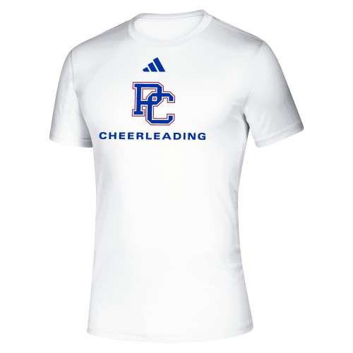  Adidas White Pregame Performance Tee - Presbyterian College Cheerleading -