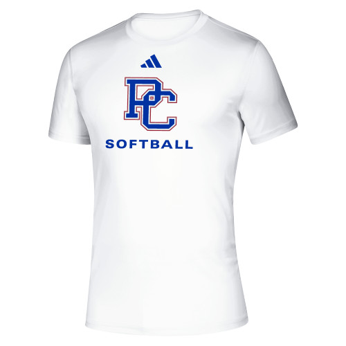  Adidas White Pregame Performance Tee - Presbyterian College Softball - Adidas