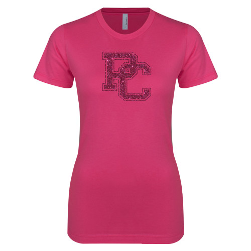  Next Level Womens Fuchsia Boyfriend Tee - PC Hot Pink Glitter