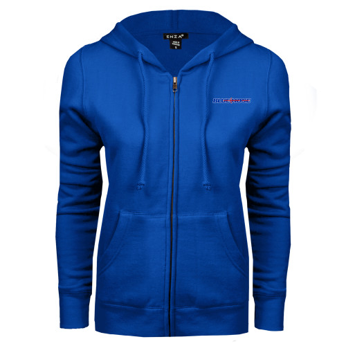  ENZA Womens Royal Fleece Full Zip Hoodie - Blue Hose