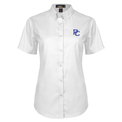  Womens White Twill Button Up Short Sleeve - PC