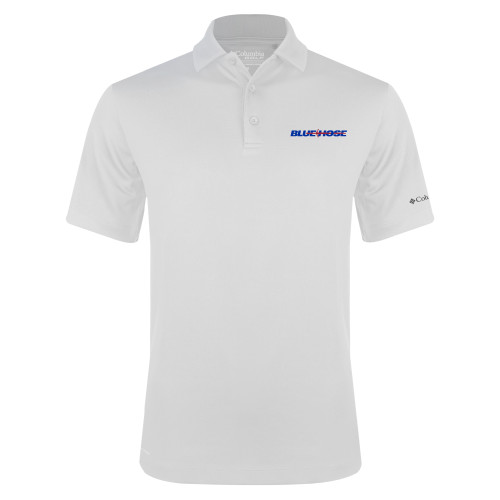  Columbia White Omni Wick Drive Polo - Blue Hose
