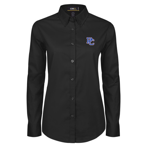  Womens Black Twill Button Down Long Sleeve  - PC