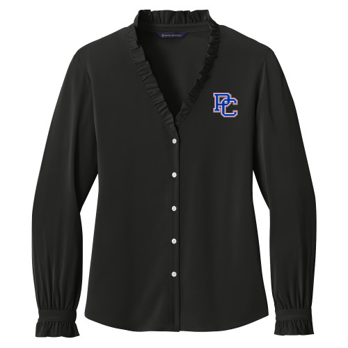  Brooks Brothers Womens Black Long Sleeve Ruffle Collar Blouse - PC