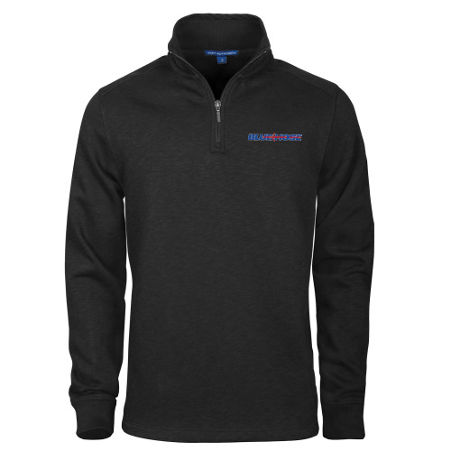  Black Slub Fleece 1/4 Zip Pullover - Blue Hose