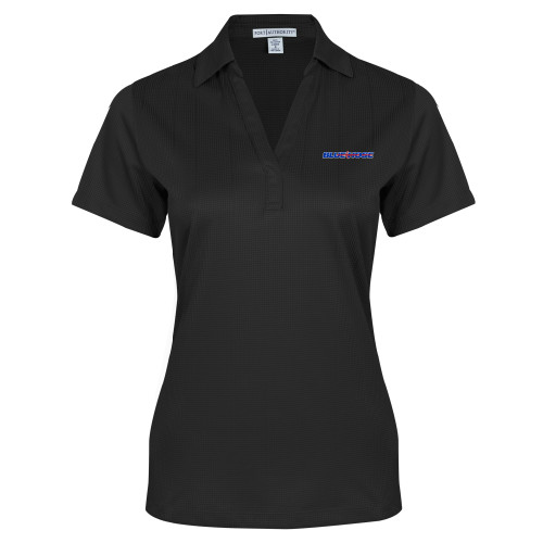  Womens Black Performance Fine Jacquard Polo - Blue Hose