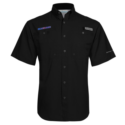  Columbia Black Tamiami Performance Short Sleeve Shirt - Blue Hose