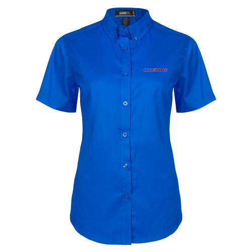  Womens Royal Twill Button Up Short Sleeve  - Blue Hose