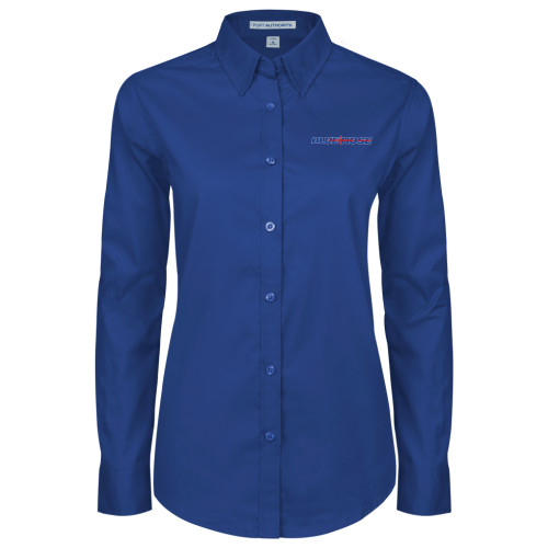  Womens Royal Twill Button Down Long Sleeve  - Blue Hose