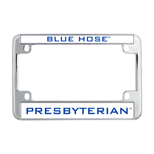  Metal Motorcycle License Plate Frame in Chrome - Blue Hose