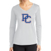 Thumbnail image for  Womens White Performance Long Sleeve V Neck Shirt
