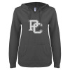 Thumbnail image for  ENZA Womens Dark Heather V Notch Raw Edge Fleece Hoodie