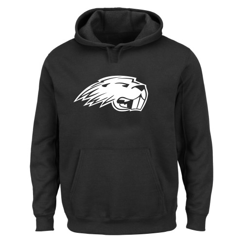 Pratt Comm College Extended Black Hoodie - Pratt Beaver Head
