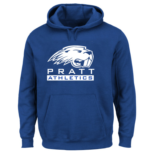 Pratt Comm College Extended Royal Hoodie - Pratt Athletics with Mascot