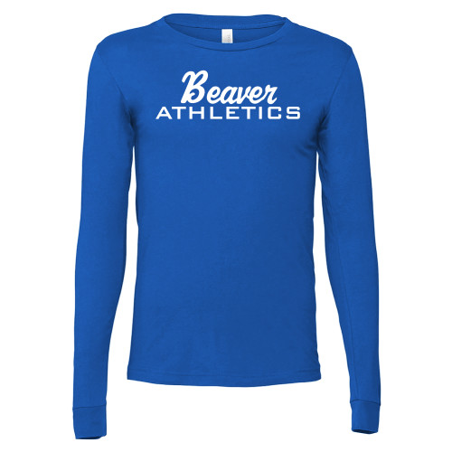 Pratt Comm College Bella + Canvas Royal Jersey Cotton Long Sleeve T Shirt - Beaver Athletics Script