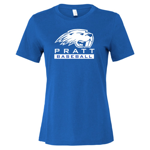 Pratt Comm College Bella + Canvas Womens Royal Relaxed Cotton T Shirt - Pratt Baseball