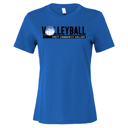 Pratt Comm College Bella + Canvas Womens Royal Relaxed Cotton T Shirt - PCC Volleyball