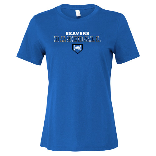 Pratt Comm College Bella + Canvas Womens Royal Relaxed Cotton T Shirt - Beavers Baseball Base