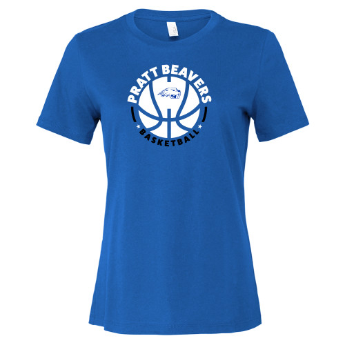 Pratt Comm College Bella + Canvas Womens Royal Relaxed Cotton T Shirt - Pratt Athletics Basketball
