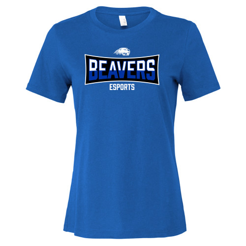 Pratt Comm College Bella + Canvas Womens Royal Relaxed Cotton T Shirt - Beavers ESports 