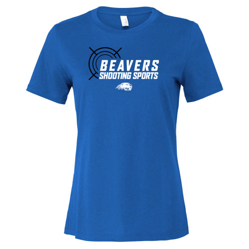 Pratt Comm College Bella + Canvas Womens Royal Relaxed Cotton T Shirt - Beavers Shooting Sports with scope
