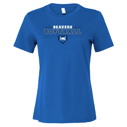 Pratt Comm College Bella + Canvas Womens Royal Relaxed Cotton T Shirt - Beavers Softball Base