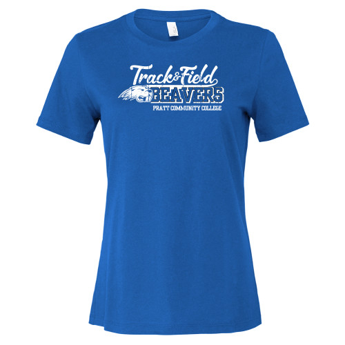 Pratt Comm College Bella + Canvas Womens Royal Relaxed Cotton T Shirt - PCC Beavers Track and Field