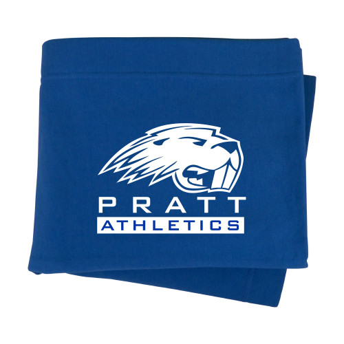 Pratt Comm College Royal Sweatshirt Blanket - Pratt Athletics with Mascot