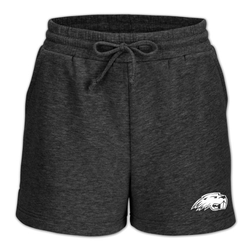 Pratt Comm College Boxercraft Womens Charcoal Heather Fleece Short - Pratt Beaver Head