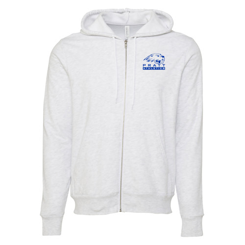 Pratt Comm College Bella + Canvas Ash Grey Full Zip Hood - Pratt Athletics with Mascot