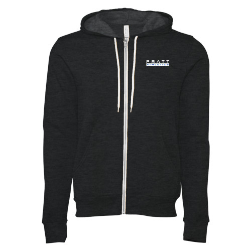 Pratt Comm College Bella + Canvas Dark Grey Heather Full Zip Hood - Pratt Athletics Wordmark