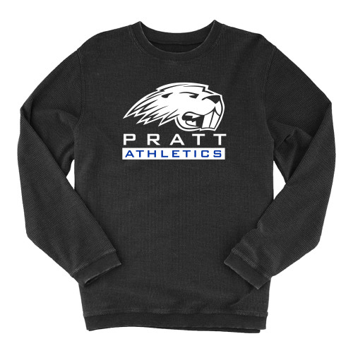 Pratt Comm College Boxercraft Womens Black Corded Crew - Pratt Athletics with Mascot