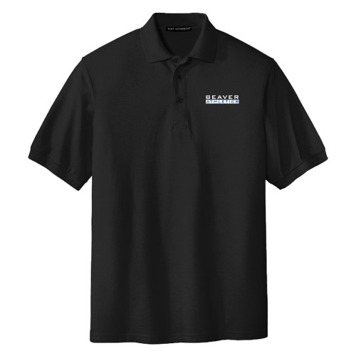 Pratt Comm College Extended Black Silk Touch Polo - Beaver Athletics Wordmark