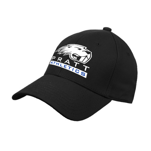Pratt Comm College Black Structured Adjustable Pro Style Hat - Pratt Athletics with Mascot