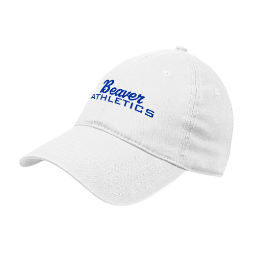 Pratt Comm College White Unstructured Adjustable Low Profile Hat - Beaver Athletics Script