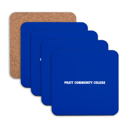 Pratt Comm College Hardboard Coaster w/Cork Backing 4/set - Pratt Community College Flat Wordmark