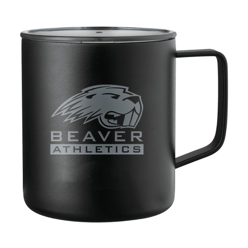 Pratt Comm College Rover Camp Vacuum Insulated Black Mug 14oz - Beaver Athletics with MascotEngraved