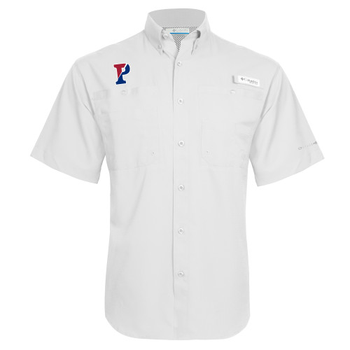 Texas Rangers Columbia Short Sleeve Tamiami Button Down Shirt - Light Blue