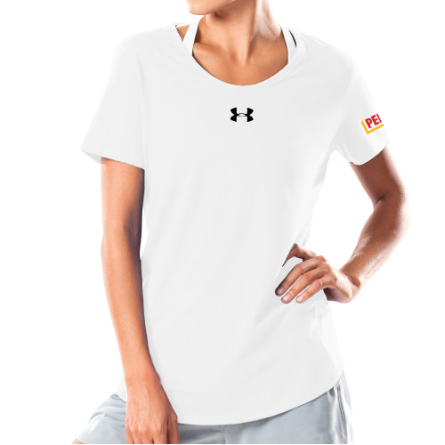 Under Armour Womens White Charged Cotton Tee-PERI