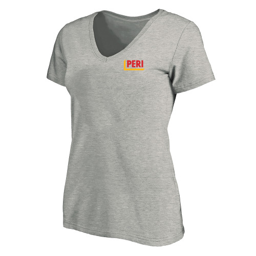 Womens Plus Heather Grey V Neck T Shirt-PERI