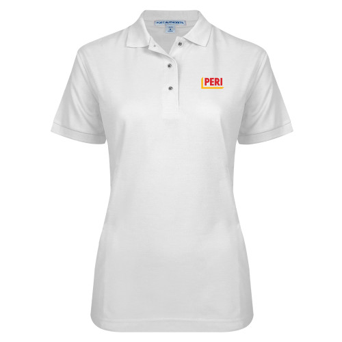 Womens Silk Touch White Pique Polo-PERI