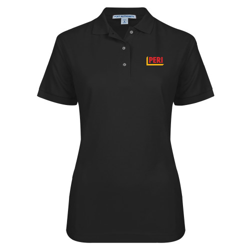 Womens Silk Touch Black Pique Polo-PERI