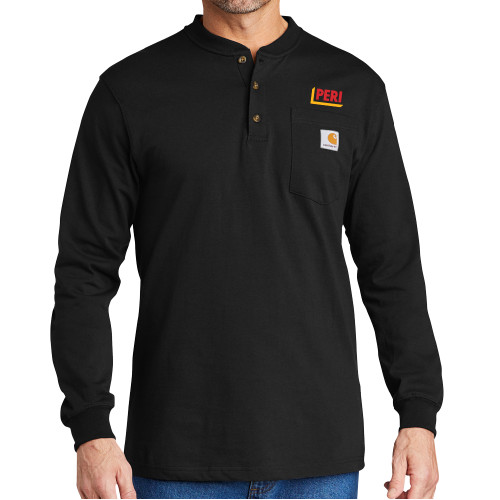 Carhartt Black Long Sleeve Henley Shirt-PERI