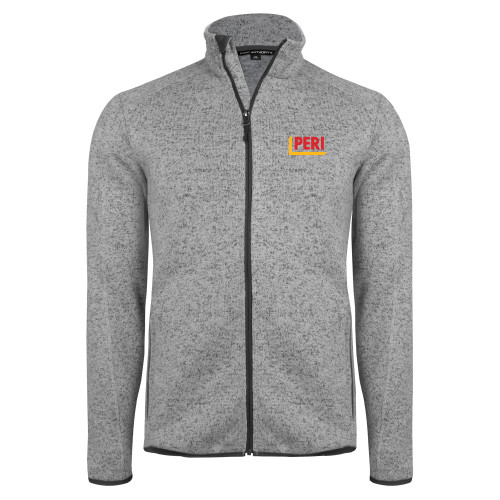 Grey Heather Sweater Fleece Jacket-PERI
