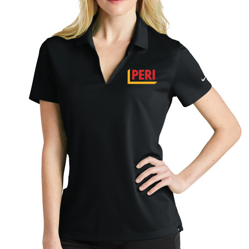 Nike Womens Black Dri Fit Micro Pique Polo-PERI