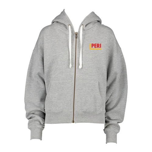 ENZA Womens Grey Boxy Full Zip Hood-PERI