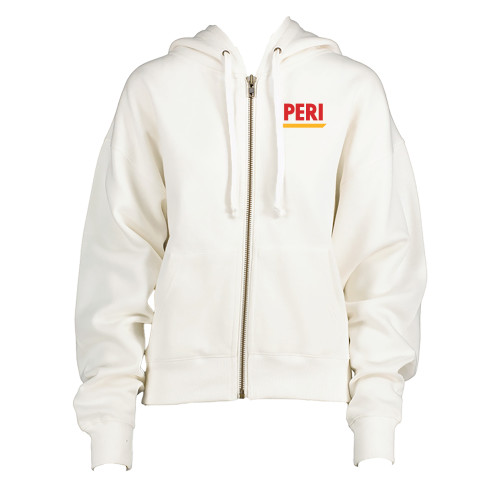 ENZA Womens White Boxy Full Zip Hood-PERI
